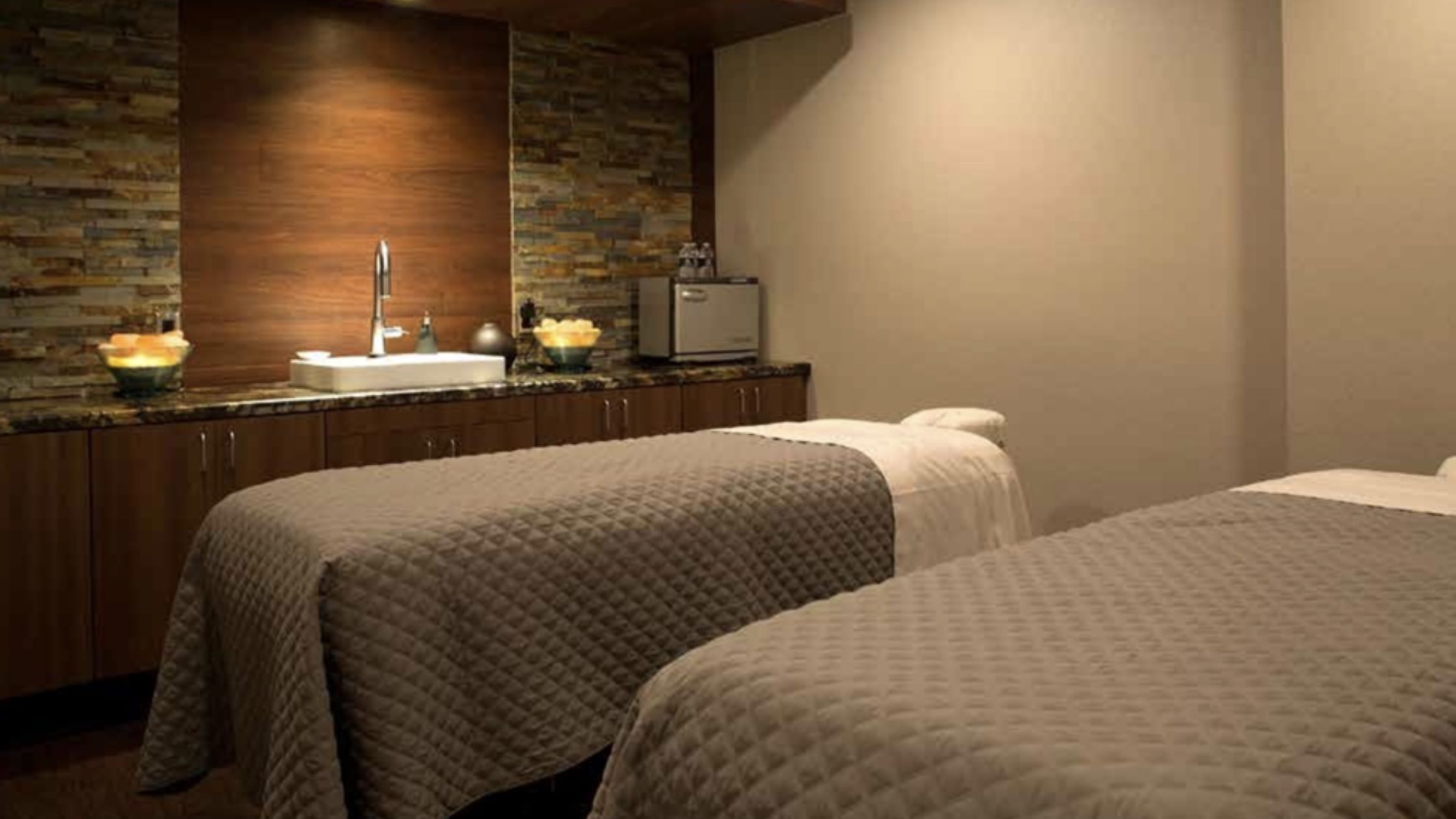 two massage beds in spa room