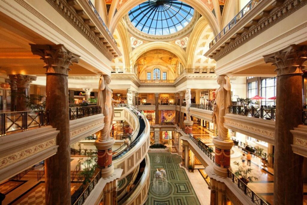 roman style architecture in forum shops inside